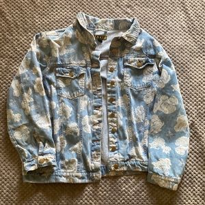 Denim blue Jean Jacket with Floral design with Flowers